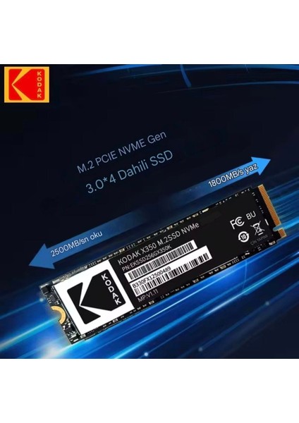 512Gb. X350 Ssd M.2 2280 Nvme PCLe Gen 3.0x4 Yüksek Hızlı 2500MBs.