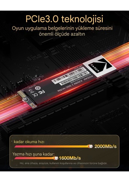 512Gb. X350 Ssd M.2 2280 Nvme PCLe Gen 3.0x4 Yüksek Hızlı 2500MBs.