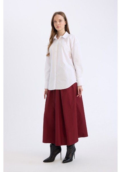 A Kesim Beli Fermuarlı Basic Düz Poplin Kumaş Maxi Etek E0464AX24AU fiyatları