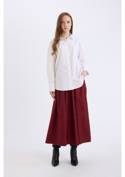 A Kesim Beli Fermuarlı Basic Düz Poplin Kumaş Maxi Etek E0464AX24AU modelleri