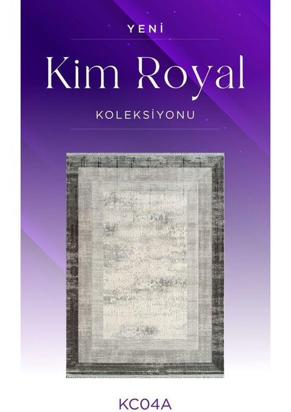 Kim Royal KC04A Antrasit Gri Akrilik Yumuşak Dokulu Modern Çerçeveli Halı