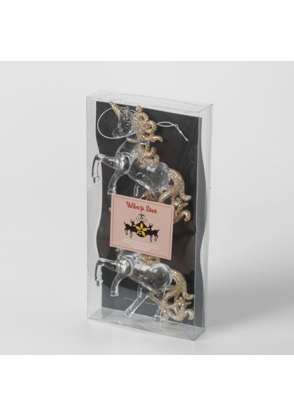 Akrilik Altın Simli Unicorn Süs Seti (2 Parça) 10 x 9.5 cm fiyatları