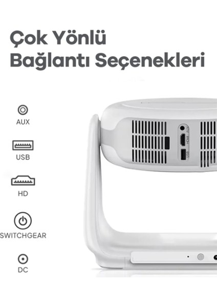 Taşınabilir Powerbankli 4K Destekli 1080P Bluetooth Android Işıklı Sistemli Sinema Projeksiyoncihazı fırsatları