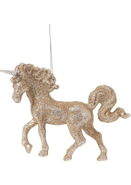 Altın Simli Unicorn Süsü 13.5 x 10.5 cm