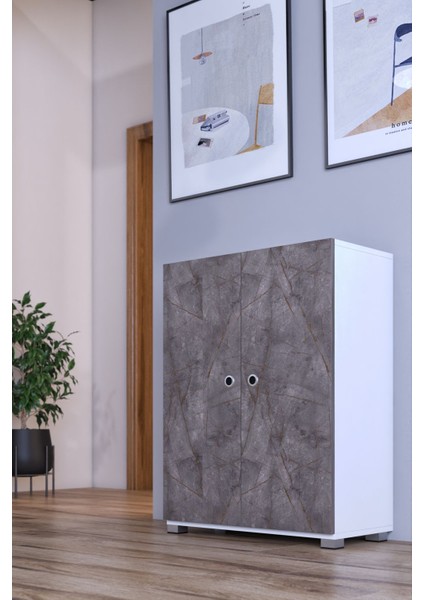 2 Kapaklı 4 Raflı Fonksiyonel Ayakkabılık