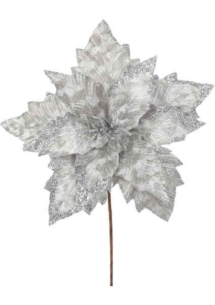 Gümüş Simli Çicek Ağaç Süsü 32 cm