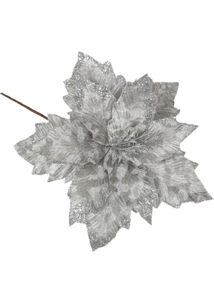 Gümüş Simli Çicek Ağaç Süsü 32 cm fiyatları