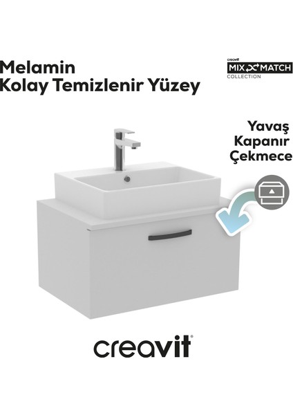 D10 Next Lavabo Dolabı Çekmeceli 65 cm Melamin Kapak