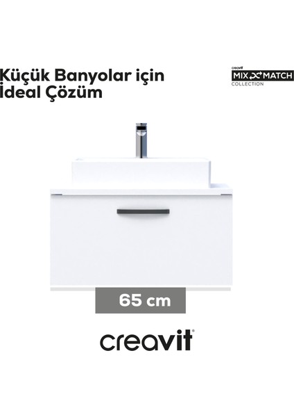 D10 Next Lavabo Dolabı Çekmeceli 65 cm Melamin Kapak