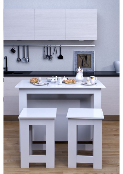 Tabureli 4 Kişilik Dikdörtgen Şık Mutfak Masası Yemek Masası fiyatları