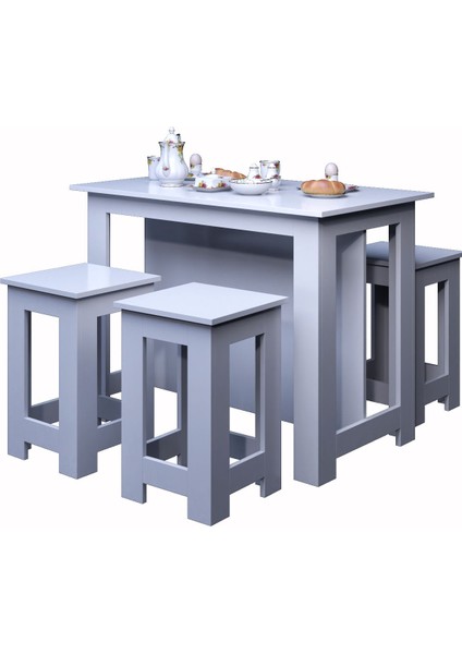 Tabureli 4 Kişilik Dikdörtgen Şık Mutfak Masası Yemek Masası modelleri