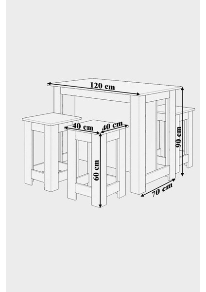 Tabureli 4 Kişilik Dikdörtgen Şık Mutfak Masası Yemek Masası fırsatları