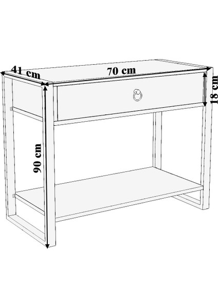 Tek Çekmeceli Raflı Metal Ayaklı Modern Dresuar