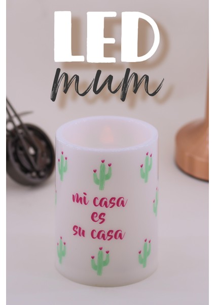 Kaktüs LED Mum Bardak Tipi Pilli Dumansız Alevli Dekoratif Yapay Mum Işıldak Dekor Lambası 10 cm modelleri