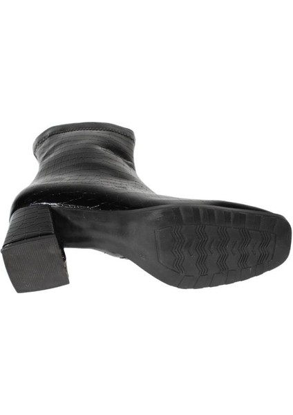 Yazkış Kadın Siyah Rugan DESEN16CM Bilek Boyu Yandan Fermuarlı 6cm Kalın Topuk Kut Burun Topuklu Bot fırsatları