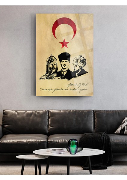 Alparslan Atatürk Fatih Sultan Mehmet Liderler Cam Tablo