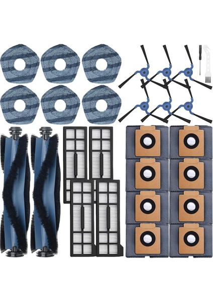 X10 Pro Omni Için: 2 Ana Fırça, 6 Paspas Bezi, 6 Yan Fırça, 4 Hepa Filtresi, 8 Toz Torbası, 1 Temizleme Aleti, 1 Tornavida (Yurt Dışından)