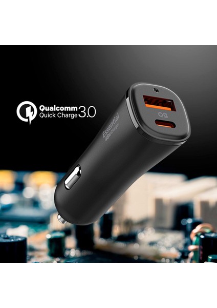 48W USB-C 2 Port Araç içi Hızlı Şarj Aleti Samsung PPS Destekli Akım Korumalı Güç Adaptörü iPhone & Android & iPad Type-C PD 3.0 30W + QC 3.0 18W - ACP08447