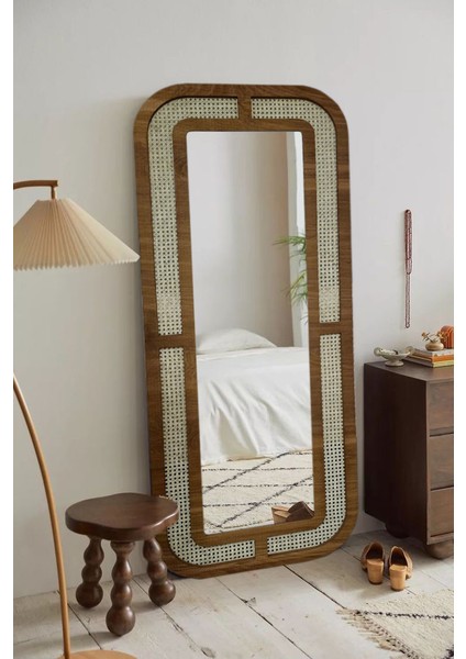 Dekoratif Hazeran Boy Aynası - Yatak Odası Rattan Ayna 70 cm x 170 cm