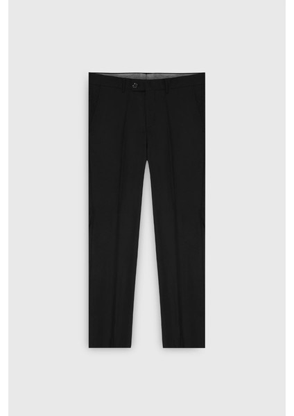 Slim Fit Dar Kesim Kırlangıç Yaka Desenli Çift Pantolonlu Siyah-Gri Takım Elbise fırsatları