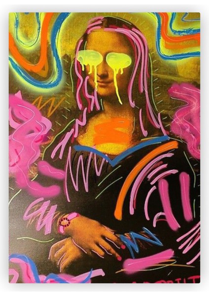 Mona Lisa Sulu Boya Pop Art Ahşap Poster 20 x 29 cm
