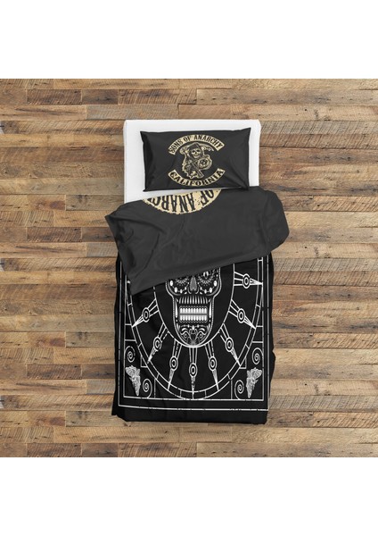 Mexican Skull Black/white Mandala & Sons Of Anarchy Çift Taraflı Nevresim Takımı