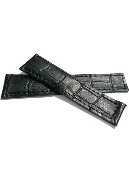 Tag-Heuer Uyumlu 20-18 Siyah Dikişli Siyah Hakiki Dana Derisi 02