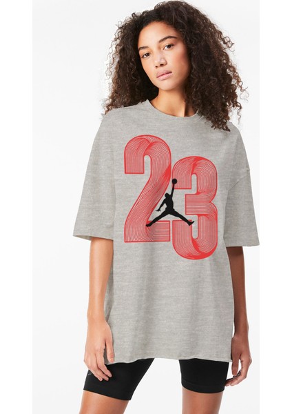 Yirmi Üç Gri Oversize Kadın Tshirt
