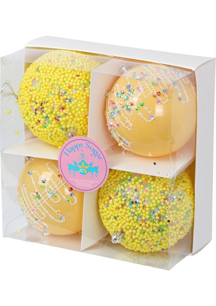 Happy Sugar Sarı Ağaç Süsü Seti 10 cm (4 Parça) fiyatları