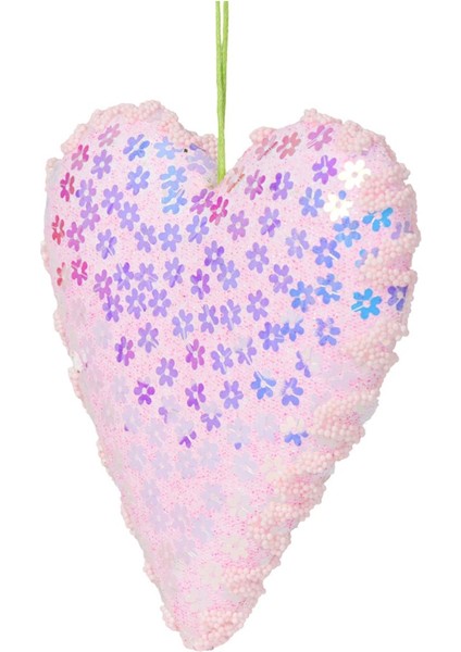 Happy Sugar Pembe Payetli Kalp Süs 12 cm fiyatları