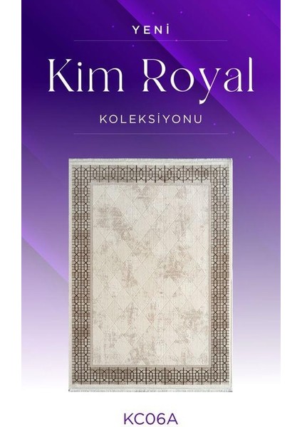 Kim Royal KC06A Krem Vizon Akrilik Yumuşak Dokulu Modern Çerçeveli Halı