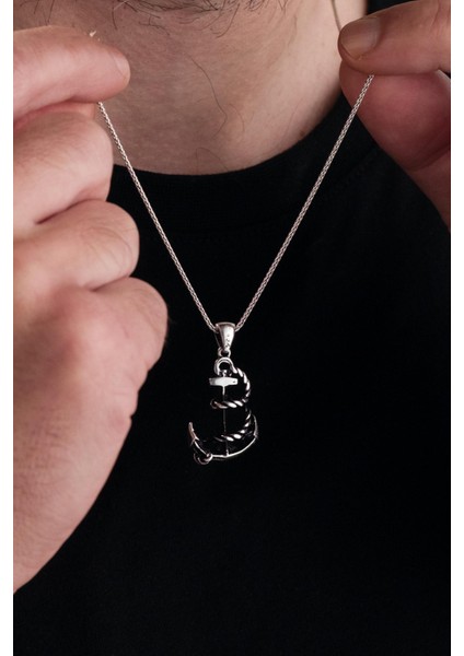 Gümüş Halatlı Gemi Çapa Denizci Balıkçı Erkek Kolye fiyatları