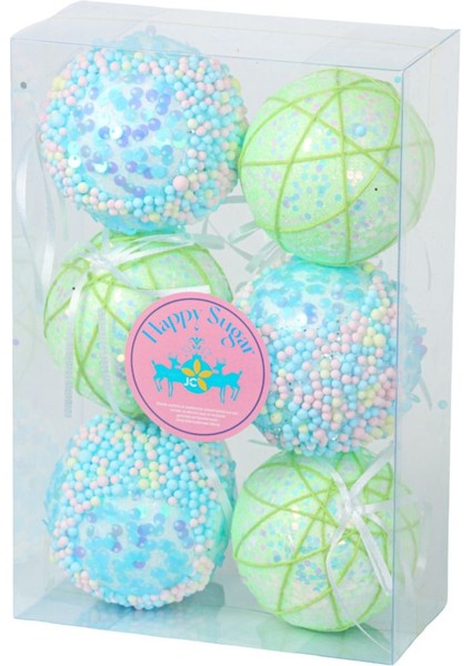 Happy Sugar Mavi, Yeşil Ağaç Süsü Seti 8 cm (6 Parça) fiyatları
