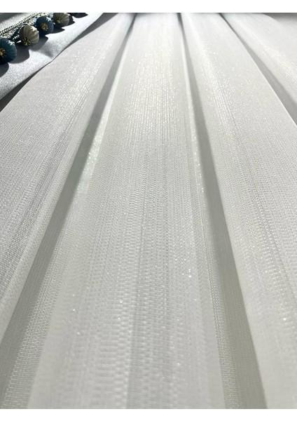 Simli Şantuklu Bambu Ağır Gramajlı 1/3 Sık Pileli Tül Perde