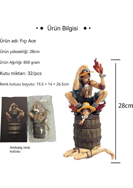 One Piece Gk Şarap Fıçısı Ace Figürü Yüksekliği 280mm (Yurt Dışından)