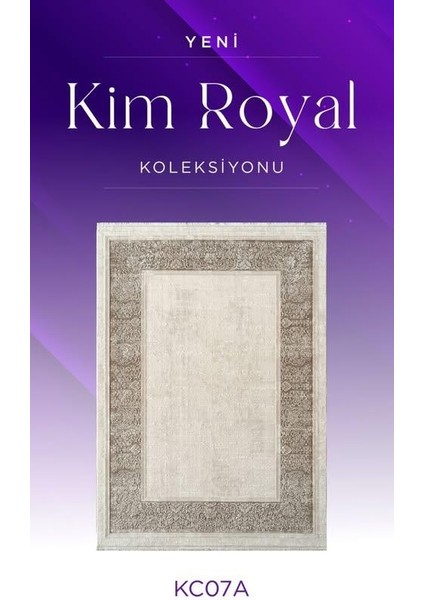 Kim Royal KC07A Krem Vizon Akrilik Yumuşak Dokulu Modern Çerçeveli Halı