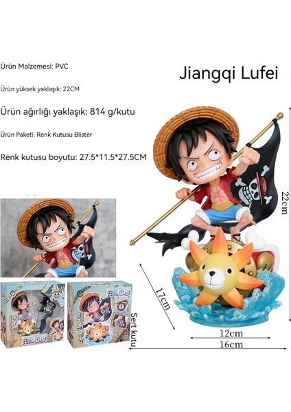 Bayrak Taşıyan Hasır Şapka Luffy One Piece Gk Figürü Yüksekliği 220MM (Yurt Dışından)