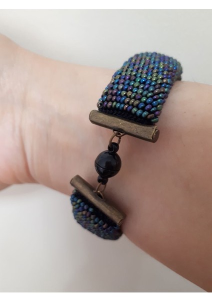 El Yapımı Hapishaneşi Metalik Bronz Renk Unisex Kalın Boncuk Bileklik fiyatları