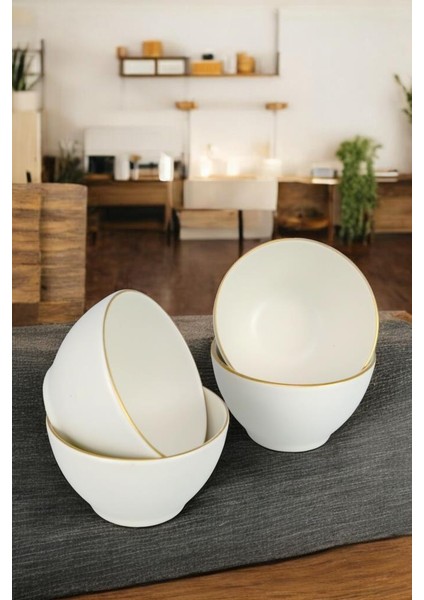 4'lü Porselen Çerezlik Sunum Kase Seti 10 cm Gold Yaldızlı Krem - TL4037423 C320.003