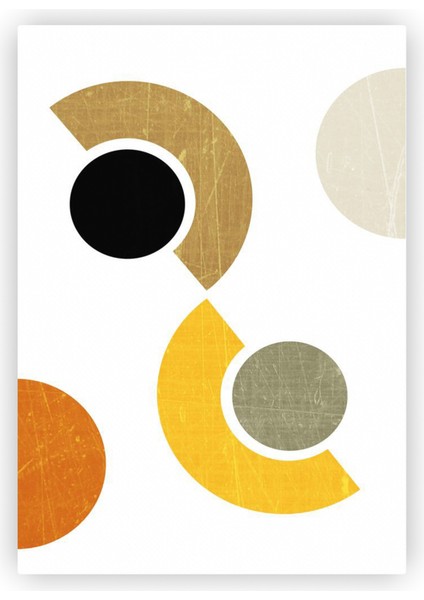 Küre Yarım Halka Geometrik Soyut Sanat Ahşap Poster 20 x 29 cm