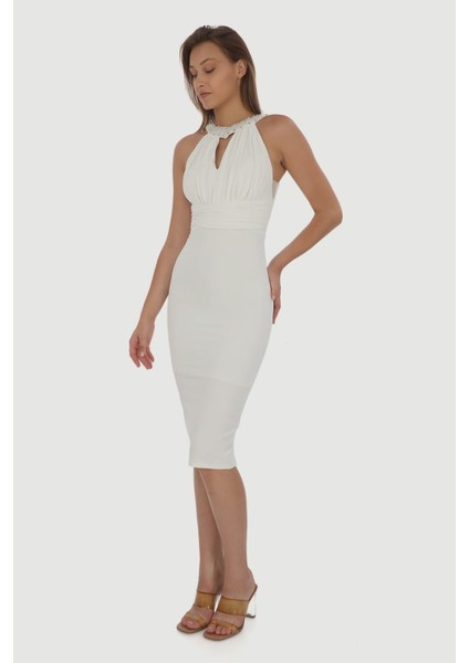 El Işi Boncuk Detaylı Drapeli Elbise fırsatları