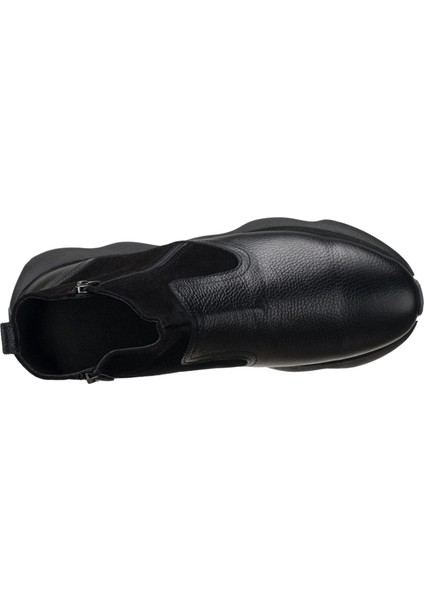 ST101 Siyah Dana ve Siyah Dana Süet Garnili Erkek Bot Rahat Geniş Kalıp Özel Seri Yeni Sezon