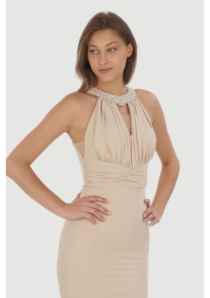 El Işi Boncuk Detaylı Drapeli Elbise fiyatları