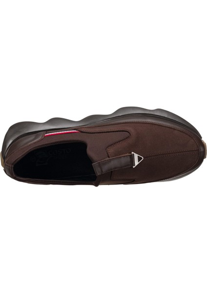 ST1963 Kahve Dana Derisi Siyah Streç Giyimi Kolay Rahat Geniş Kalıp Erkek Ayakkabısı