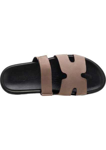 PAŞA108 Antrasit Dana Nubuk Deri Erkek Sandalet Terlik Dana Derisi Rahat Kalıp Şık Tasarım fırsatları