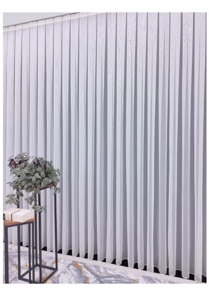 Keten Ekru Düz Tül Perde 1/3 kat Pileli indirimleri