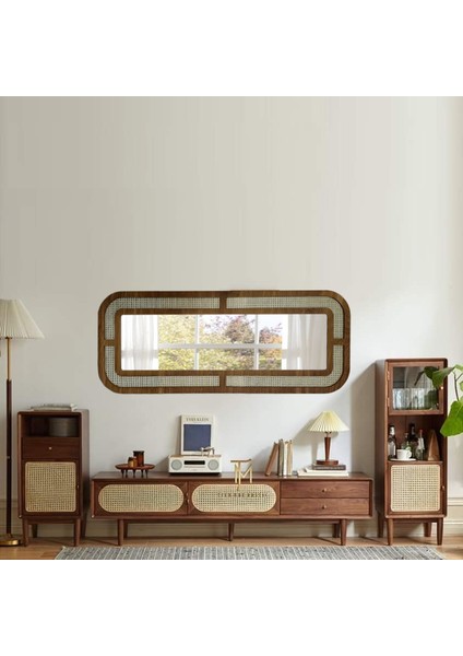 Dekoratif Hazeran Boy Aynası - Yatak Odası Rattan Ayna 70 cm x 170 cm
