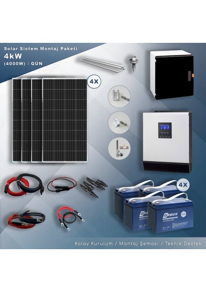 MATECH 4 kW Solar Paket Sistem (4000W/Gün)