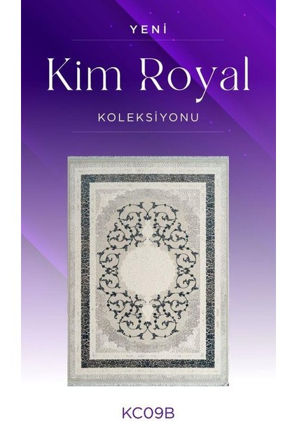 Kim Royal KC09B Lacivert Gri Akrilik Yumuşak Dokulu Modern Klasik Halı