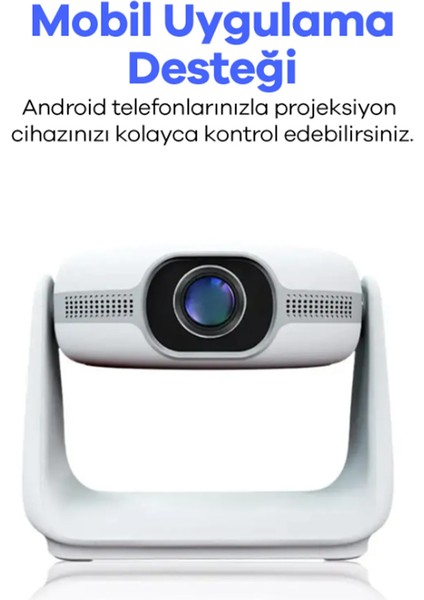 Taşınabilir Powerbankli 4K Destekli 1080P Bluetooth Android Işıklı Sistemli Sinema Projeksiyoncihazı